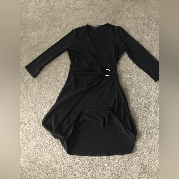 Glamour  Party Dress 4P Faux Wrap stretchy gathered side rhinestone’s buckle - Picture 9 of 13